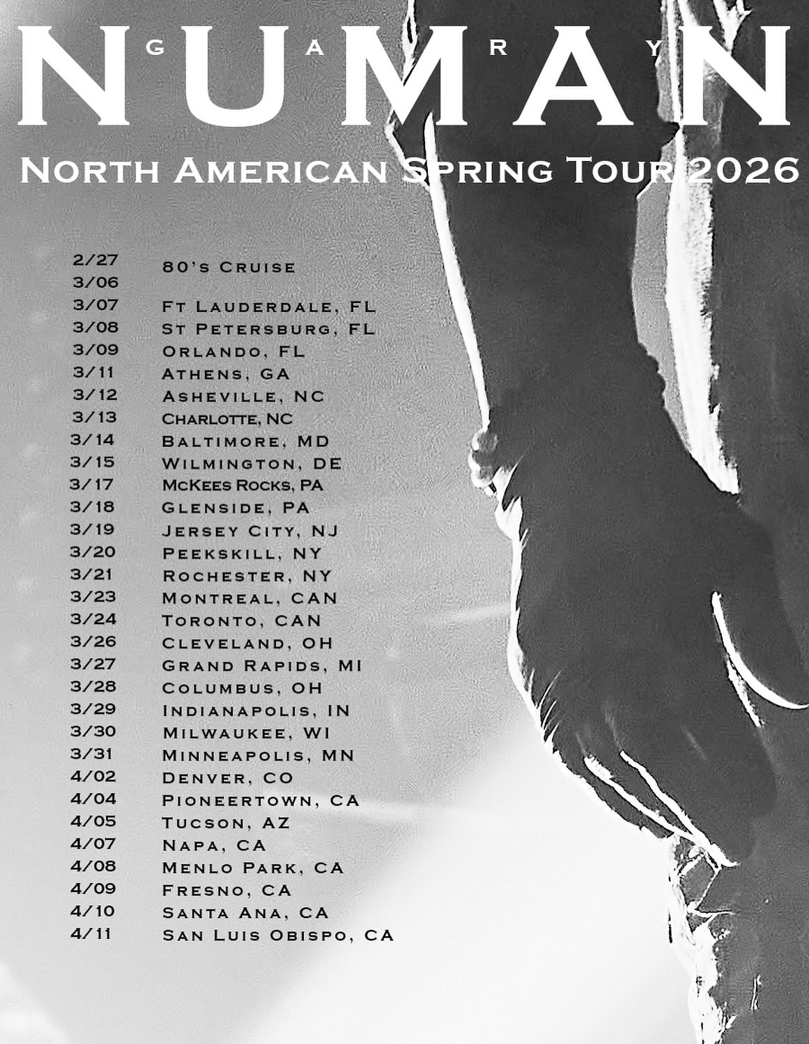 Gary Numan Telekon 45th Anniversary Tour Poster 2026